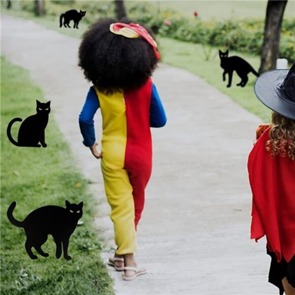 6 Pack Halloween Black Cat Yard Signs with Stakes Silhouette Halloween Decor - Picture 3 of 8